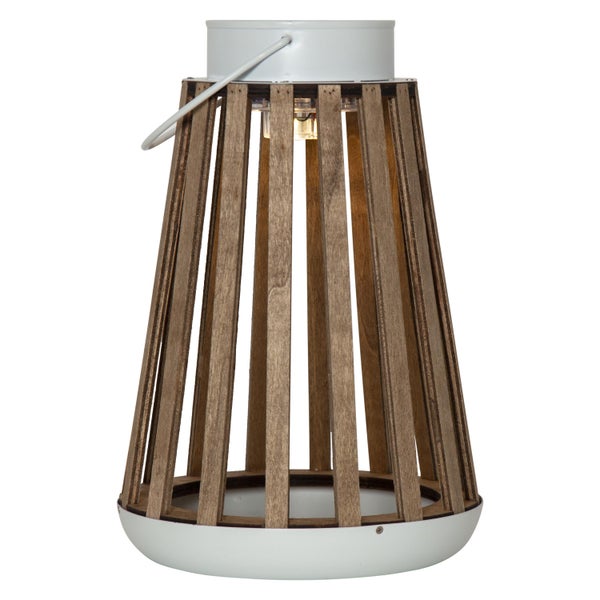 Dekorative Laterne mit Holzverkleidung und Metallelementen