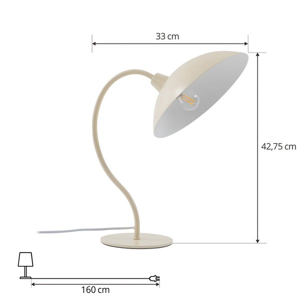 Lucande Tischlampe Arvadon (Modern) in Creme aus Metall (1 flammig, E14) - Tischleuchte Schreibtischlampe Nachttischlampe Wohnzimmerleuchte