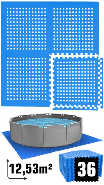eyepower Poolunterlage für 305 cm Pool - 36 EVA Matten - 1cm Unterlegmatten Set - Outdoor Unterlage