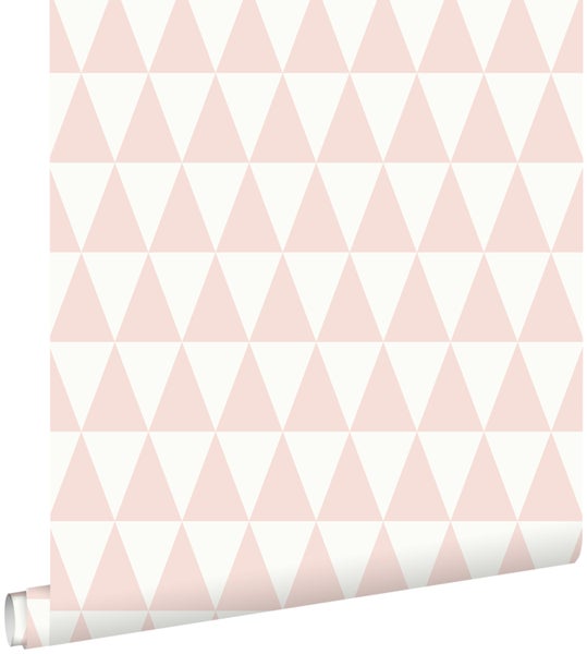 ESTAhome Tapete grafische, geometrische Dreiecke Pfirsichrosa - 53 cm x 10.05 m - 148670