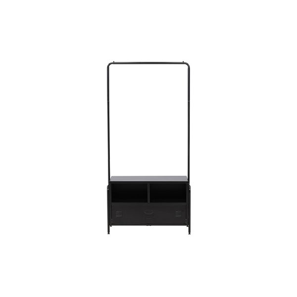 Quito Garderobenständer 1 Schublade, 2 Regale schwarz. 100 X 40 X 175 cm