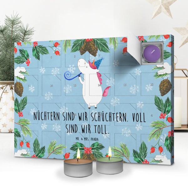 Mr. & Mrs. Panda Duftkerzen Adventskalender Einhorn Party - Blau Pastell