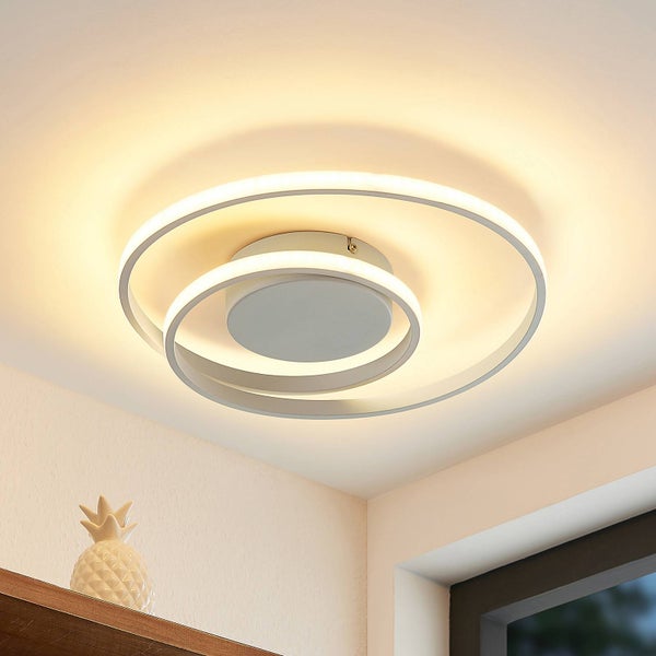 Lindby LED Deckenleuchte Emisua dimmbar mit Leselampe (Modern) in Weiß aus Aluminium (1 flammig, ) - Lampe Deckenlampe Wohnzimmerleuchte