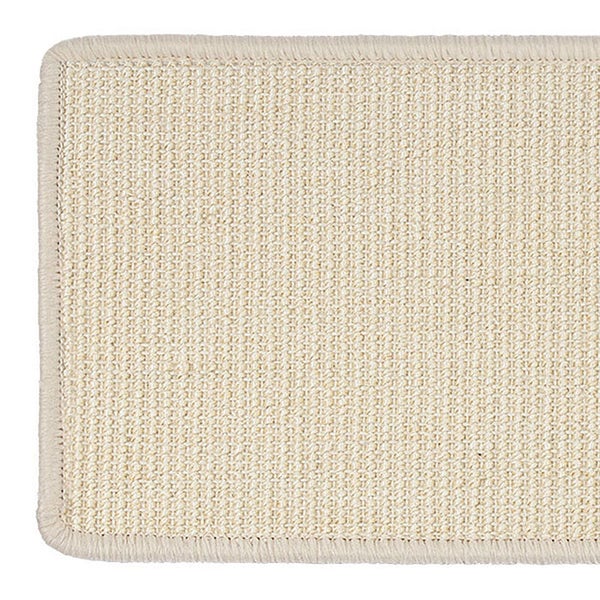 FLOORDIREKT Stufenmatte aus Sisal - Pure Nature - Umkettelt & Selbstklebend - Elfenbein - 23,5 x 65 cm - Rechteckig ohne Lippe