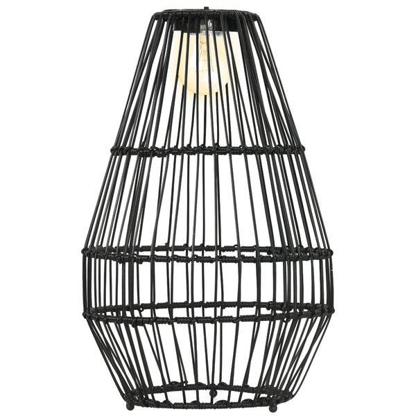 Outsunny Solarleuchte, Rattan Solarlampe, Wasserdichte Wegleuchte mit Lichtsensor, Automatische LED Gartenlampe mit Trommel-Design, für Balkon, Terrasse, Hof, Stahl, Schwarz