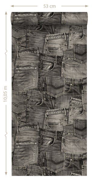 Tapetenrolle mit Jeanshosen-Motiv, 53 cm breit und 10,05 m lang