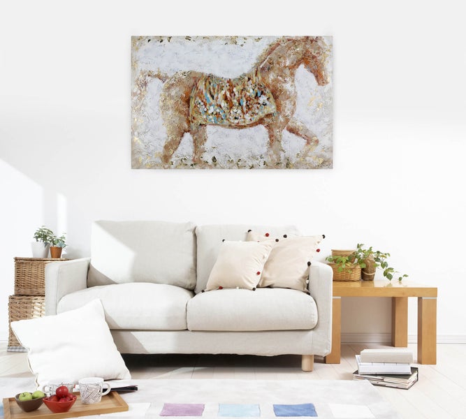 Handgemaltes Gemälde Acrylfarbe 120x80cm Beige