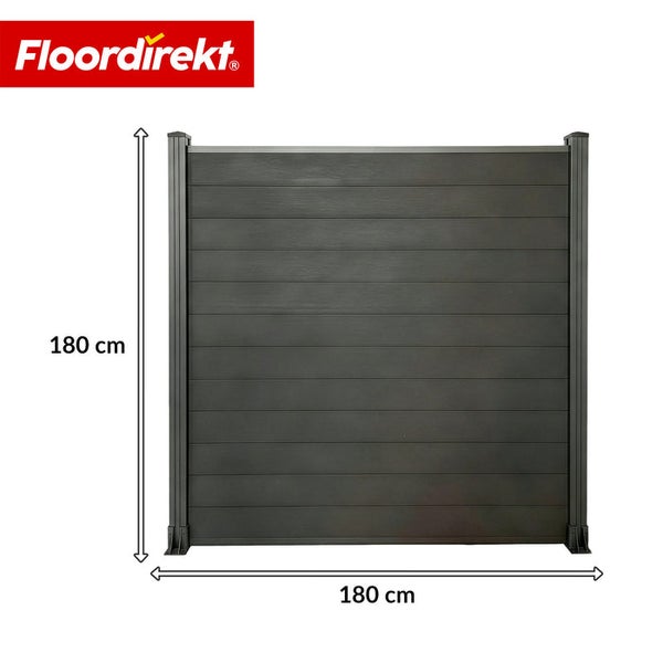 Blickdichtes Zaunelement aus Kunststoff, 180 mal 180 Zentimeter, mit FloorDirekt Logo