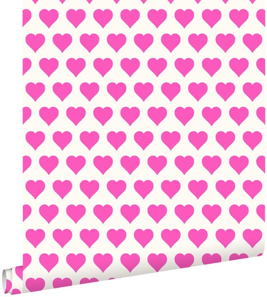 ESTAhome Tapete Herzen Rosa und Weiß - 53 cm x 10,05 m - 136812