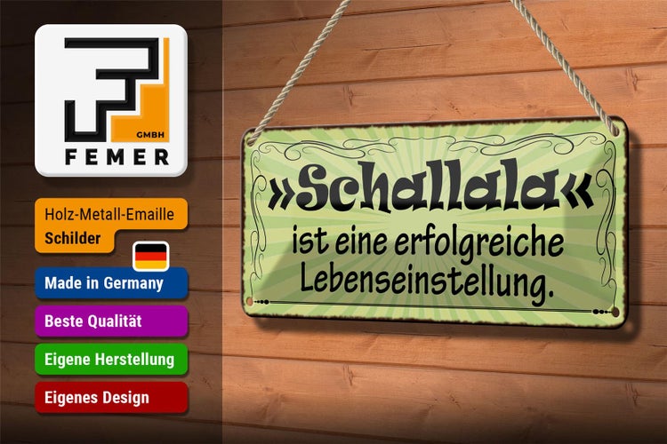 Blechschild Spruch 27x10cm Schallala ist Lebenseinstellung Dekoration