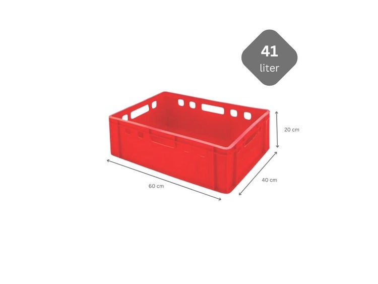 PROREGAL SparSet 10x Eurobehälter Fleischerkasten E2 HxBxT 20 x 40 x 60 cm 41 Liter Rot Fleischerkiste Fleischkiste Metzgerkiste Fleischbehälter