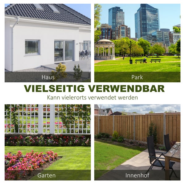 Outsunny Gartenbank mit Tisch, 2-Sitzer Sitzbank mit Rückenlehne, 114 x 53,5 x 91 cm, wetterfest Antik Metall, Kaffee