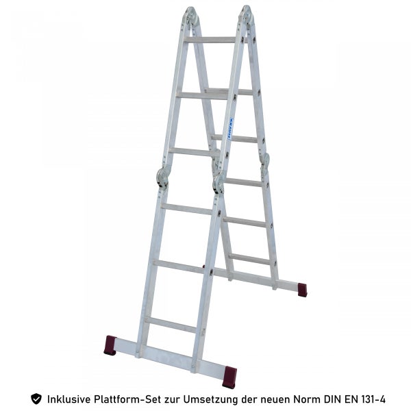 Mehrzweckleiter aus Aluminium mit Plattform-Set