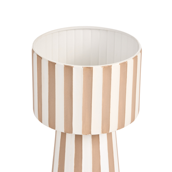 Dekorative Vase mit braunen vertikalen Streifen in zylindrischer Form
