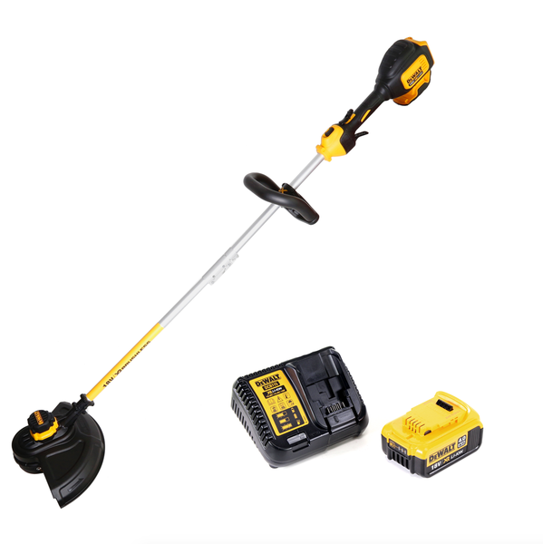 DeWalt 18 Volt XR bürstenloser Akku-Rasentrimmer inklusive 4,0 Amperestunden Lithium-Ionen Akku und Ladegerät.