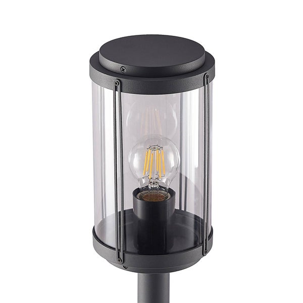 Lindby Außenleuchte Ojali (spritzwassergeschützt (Modern) in Schwarz aus Aluminium (1 flammig, E27) - Wegeleuchte Pollerleuchte Wegelampe Sockelleuchte