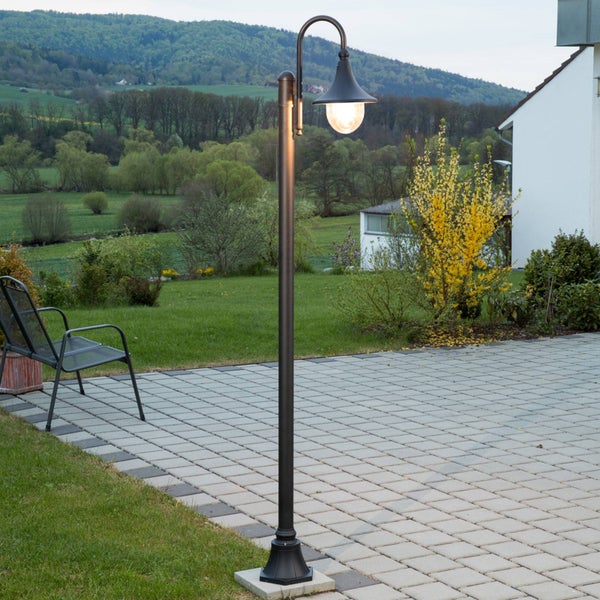 Lindby Mastleuchte außen Daphne (spritzwassergeschützt (Modern) in Schwarz aus Aluminium (1 flammig, E27) - Kandelaber Außenleuchte