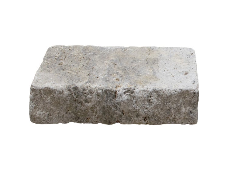 Wohnrausch Naturstein Mauersteine Travertin SILVER GREY, spaltrau, getrommelt, grau, L 15-50, B 18-20, H 7,5 cm, 1 qm