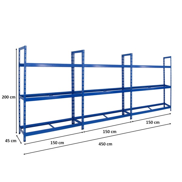 PROREGAL Mega Deal 3x Reifenregal Tiger XL HxBxT 200 x 150 x 45 cm Bis Zu 54 Reifen Blau