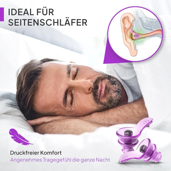 Senner ® DreamPro - Ohrstöpsel für ruhigen Schlaf - Gehörschutz ideal in lauten Umgebungen und für Seitenschläfer – Anti Schnarch Ear Plugs - Hypoallergen, mit 2 Größen, Alubehälter