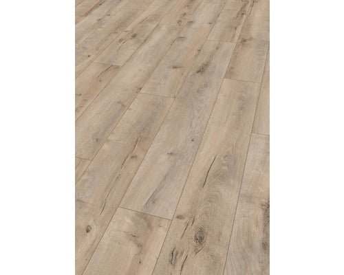 Helle Laminatbodenoberfläche mit Holzstruktur.