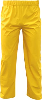 Gelbe Regenhose mit elastischem Bund.