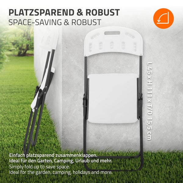 Klappstuhl mit den Maßen 46 x 111 x 15,5 Zentimeter, geeignet für Garten, Camping und Urlaub