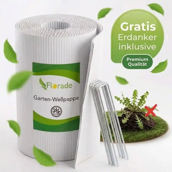 Rolle Florade Garten Wellpappe inklusive Erdanker zur Unkrautbekämpfung im Garten