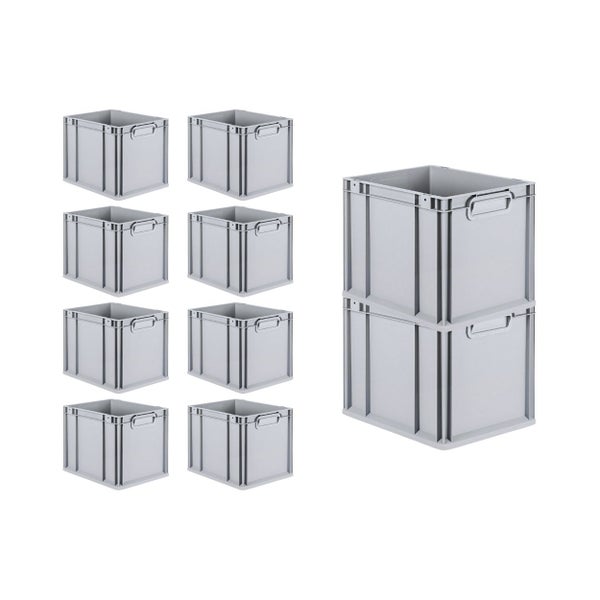 PROREGAL Spar Set 10x Eurobox Nextgen Economy Mit Scharnierdeckel & Roten Schiebeschnappverschlüsse Griffe Geschlossen HxBxT 32 x 30 x 40 cm 30 Liter