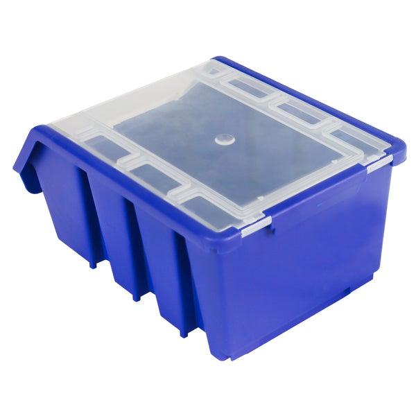 PROREGAL Sichtlagerbox 2 mit Deckel | HxBxT 7,5x11,6x16,1cm | Polypropylen | Blau