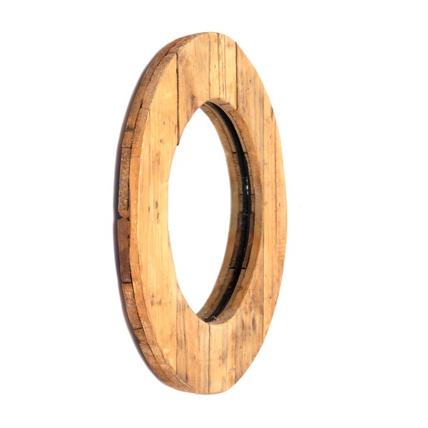 Wandspiegel RONDO 50 cm, Massivholz, rund naturfarben