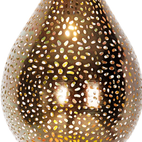 Goldene Hängeleuchte mit Lochmuster