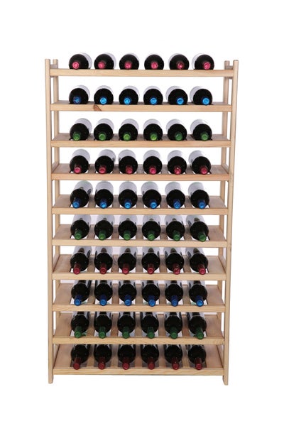 PROREGAL Weinregal SPREEWALD HxBxT 124x70x33cm 60 Flaschen auf 10 Ebenen Massives Kiefernholz Natur