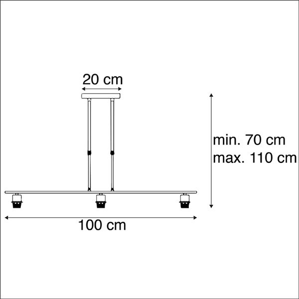 Hängelampe schwarz ohne Schirm - Combi 3 Deluxe