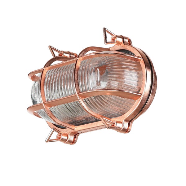 Wandleuchte mit Schutzkorb und Klarglas