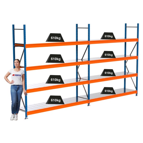 Regal mit mehreren Ebenen und einer Traglast von 610 Kilogramm pro Ebene