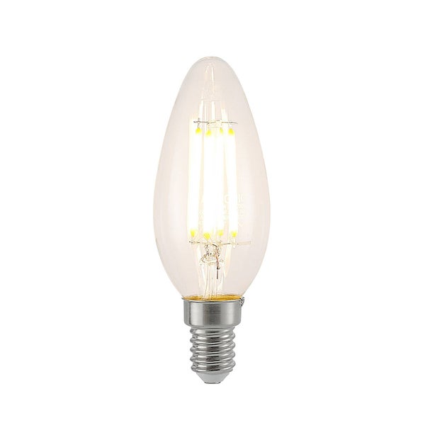 LED Filament Kerzenlampe mit E14 Sockel und klarem Glas.