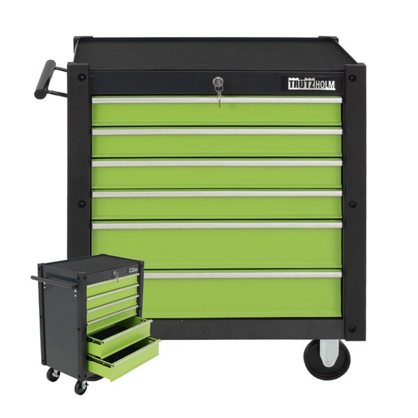 Werkzeugwagen Trutzi 78 x 64 cm 6 Schubladen Rollcontainer Werkstattwagen Werkzeugaufbewahrung grün