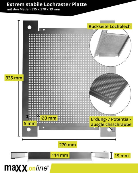 8 Teilnehmer Lochblech Montageplatte Set für Kabel TV Antennenverstärker, Sat- / Kabel Verteiler inkl. F-Stecker Koaxialkabel Patchkabel, Kabelfernsehen Überspannungschutz, Erdungsblock
