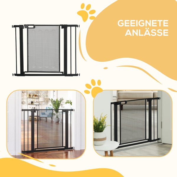 PawHut Türschutzgitter, 75-103L x 2B x 76H cm, Stahl, ABS, Schwarz