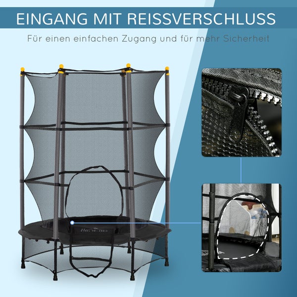 Trampolin mit Reißverschluss für einfachen Zugang und erhöhte Sicherheit.