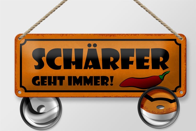 Blechschild Spruch 27x10cm schärfer geht immer Dekoration