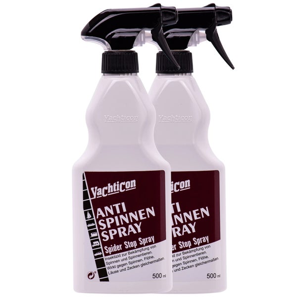 Zwei Flaschen Yachticon Anti Spinnenspray mit Sprühkopf jeweils 500 Milliliter gegen Spinnen Flöhe Läuse und Zecken