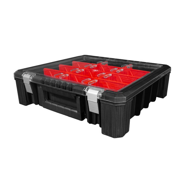 PROREGAL Sortierkasten 12 Fächer | HxBxT 11x39x40cm | Schwarz/Rot