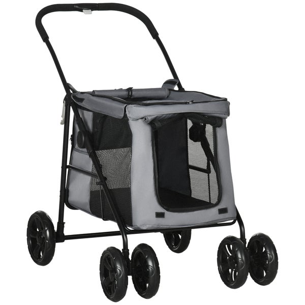 PawHut Hundewagen, 102L x 62B x 105H cm, Oxford-Gewebe (100% Polyester), Stahl, Grau