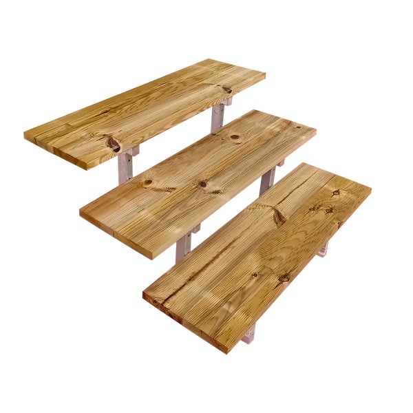 OSLO - Gartentreppe, Außentreppe, Terrassentreppe  Stahl H54cm 3 Stufen Holz KDI Breite 60cm