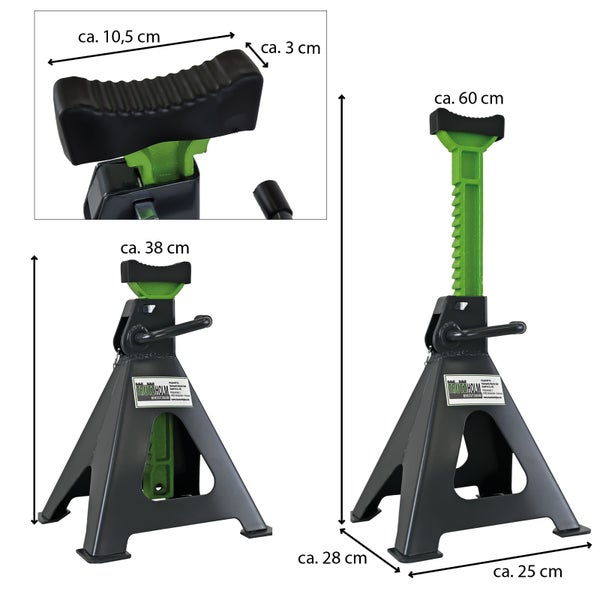 Trutzholm Unterstellbock Paar mit verstellbarer Höhe von 38 bis 60 Zentimeter und Trutzholm Logo