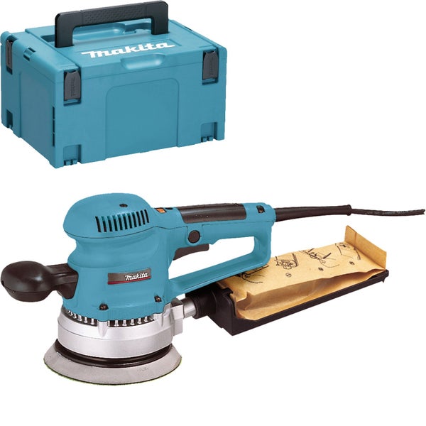 Makita BO6030JX Exzenterschleifer 310 W 150 mm + Schleifpapier-Set im MAKPAC