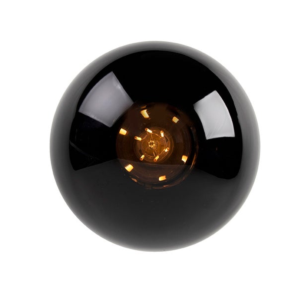 Schwarze Kugel-Deckenleuchte mit Glühbirne