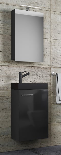 3tlg Waschtisch Slito SC Toilette schmal Schwarz